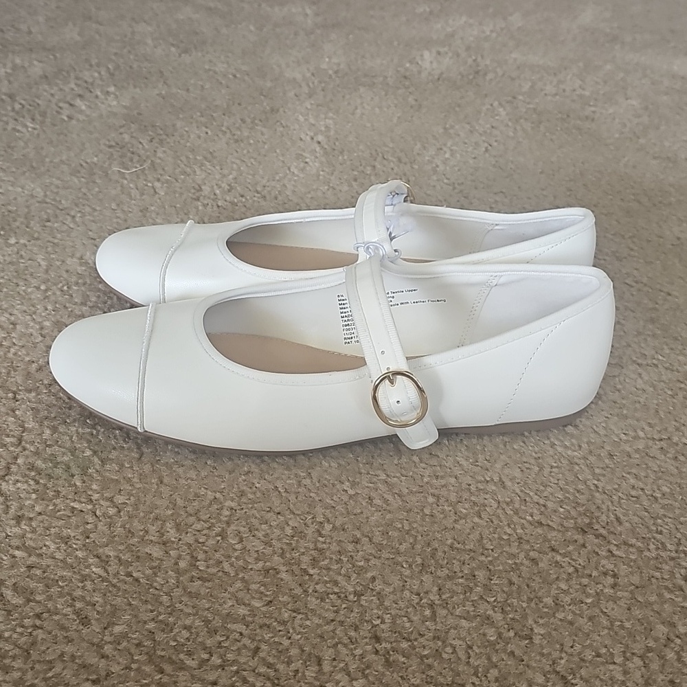 Wild Fable White Mary Jane Ballet Flats Size 9.5